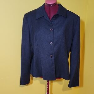 Woolmark Womens Blazer Vintage Jones New York Size 16 Gray Career
